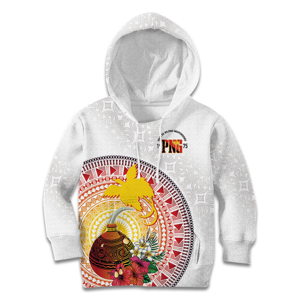 Hapi De Bilong Indipendens Papua New Guinea Kid Hoodie PNG Lime Pot LT7 Hoodie White - Polynesian Pride