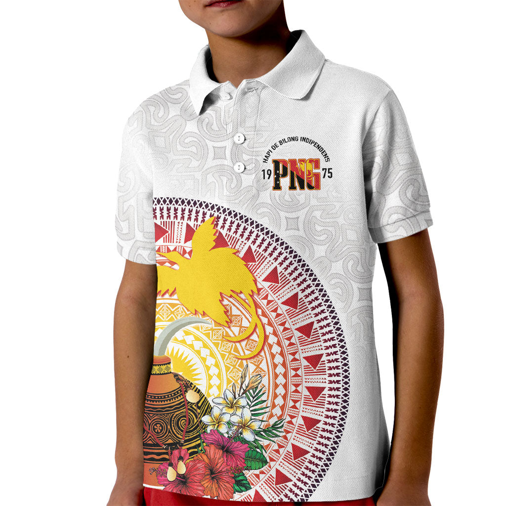 Hapi De Bilong Indipendens Papua New Guinea Kid Polo Shirt PNG Lime Pot LT7 Kid White - Polynesian Pride