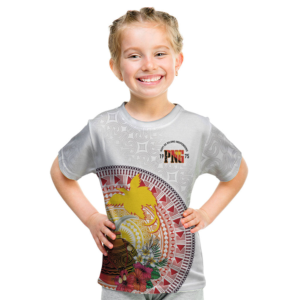 Hapi De Bilong Indipendens Papua New Guinea Kid T Shirt PNG Lime Pot LT7 White - Polynesian Pride