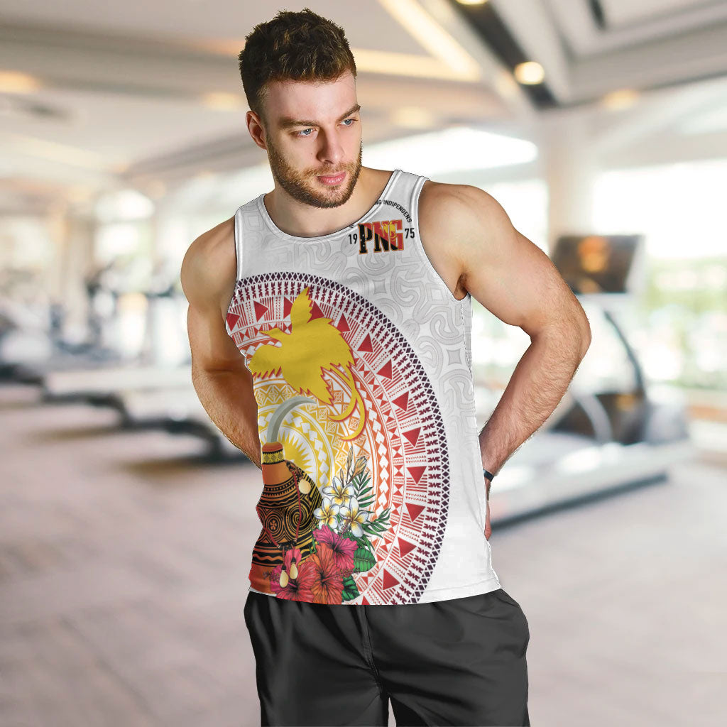 Hapi De Bilong Indipendens Papua New Guinea Men Tank Top PNG Lime Pot LT7 White - Polynesian Pride