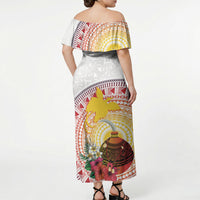 Hapi De Bilong Indipendens Papua New Guinea Off Shoulder Maxi Dress PNG Lime Pot LT7 - Polynesian Pride