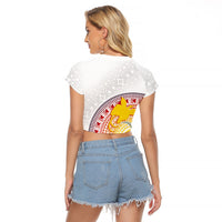 Hapi De Bilong Indipendens Papua New Guinea Raglan Cropped T Shirt PNG Lime Pot LT7 - Polynesian Pride