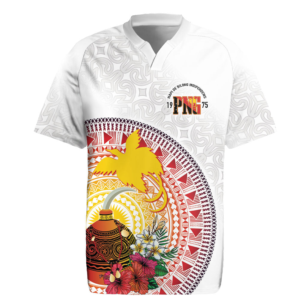 Hapi De Bilong Indipendens Papua New Guinea Rugby Jersey PNG Lime Pot LT7 White - Polynesian Pride