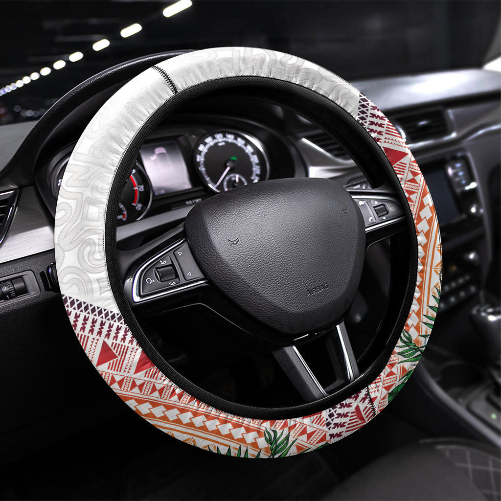 Hapi De Bilong Indipendens Papua New Guinea Steering Wheel Cover PNG Lime Pot LT7 Universal Fit White - Polynesian Pride