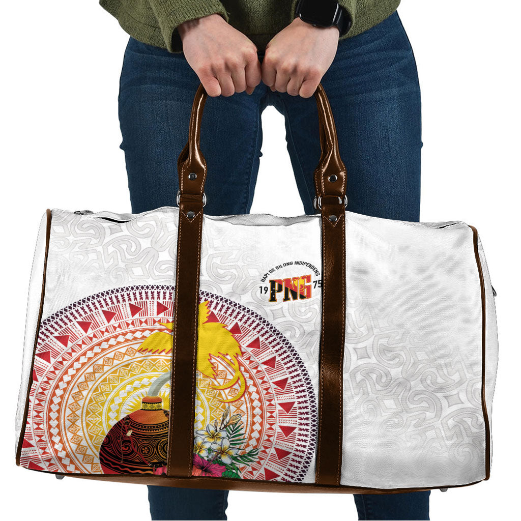 Hapi De Bilong Indipendens Papua New Guinea Travel Bag PNG Lime Pot LT7 White - Polynesian Pride