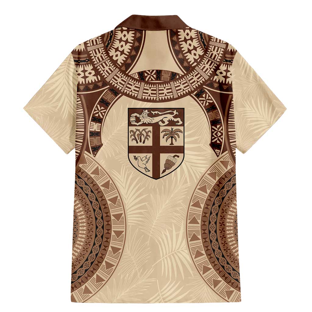 Bula Fiji Day 55th Anniversary Masi Tapa Family Matching Mermaid Dress and Hawaiian Shirt Emerald Jubilee - Beige LT7 - Polynesian Pride