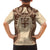 Bula Fiji Day 55th Anniversary Masi Tapa Family Matching Off Shoulder Short Dress and Hawaiian Shirt Emerald Jubilee - Beige - Polynesian Pride