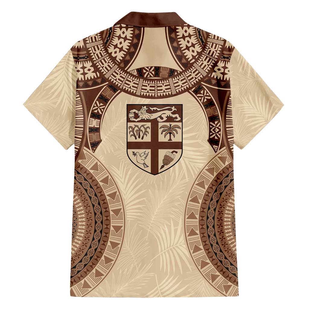 Bula Fiji Day 55th Anniversary Masi Tapa Family Matching Tank Maxi Dress and Hawaiian Shirt Emerald Jubilee - Beige LT7 - Polynesian Pride