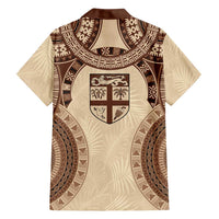 Bula Fiji Day 55th Anniversary Masi Tapa Family Matching Tank Maxi Dress and Hawaiian Shirt Emerald Jubilee - Beige LT7 - Polynesian Pride