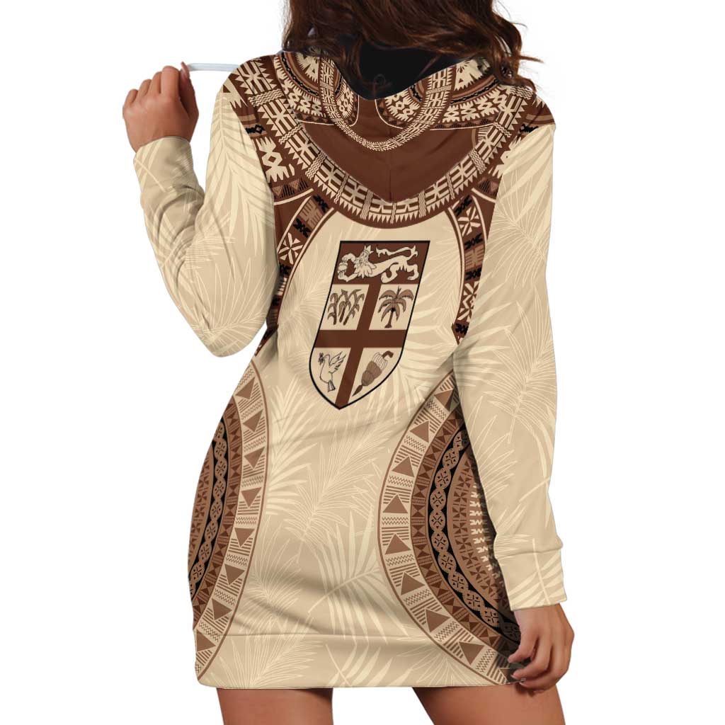 Bula Fiji Day 55th Anniversary Masi Tapa Hoodie Dress Emerald Jubilee - Beige LT7 - Polynesian Pride