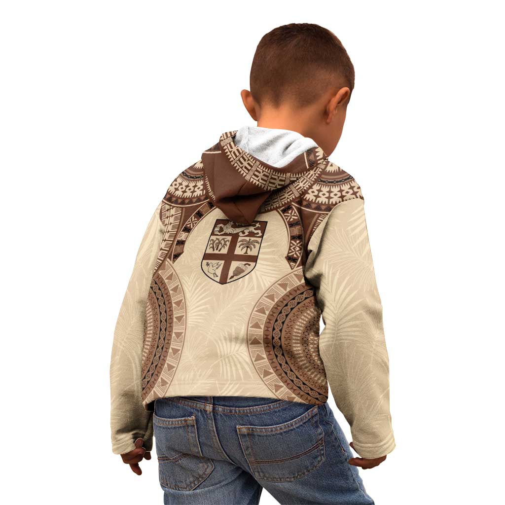 Bula Fiji Day 55th Anniversary Masi Tapa Kid Hoodie Emerald Jubilee - Beige - Polynesian Pride