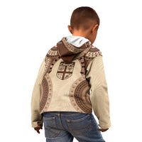 Bula Fiji Day 55th Anniversary Masi Tapa Kid Hoodie Emerald Jubilee - Beige - Polynesian Pride