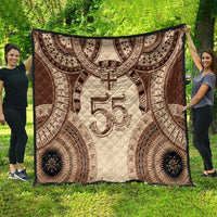Bula Fiji Day 55th Anniversary Masi Tapa Quilt Emerald Jubilee - Beige LT7 - Polynesian Pride