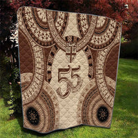 Bula Fiji Day 55th Anniversary Masi Tapa Quilt Emerald Jubilee - Beige LT7 - Polynesian Pride