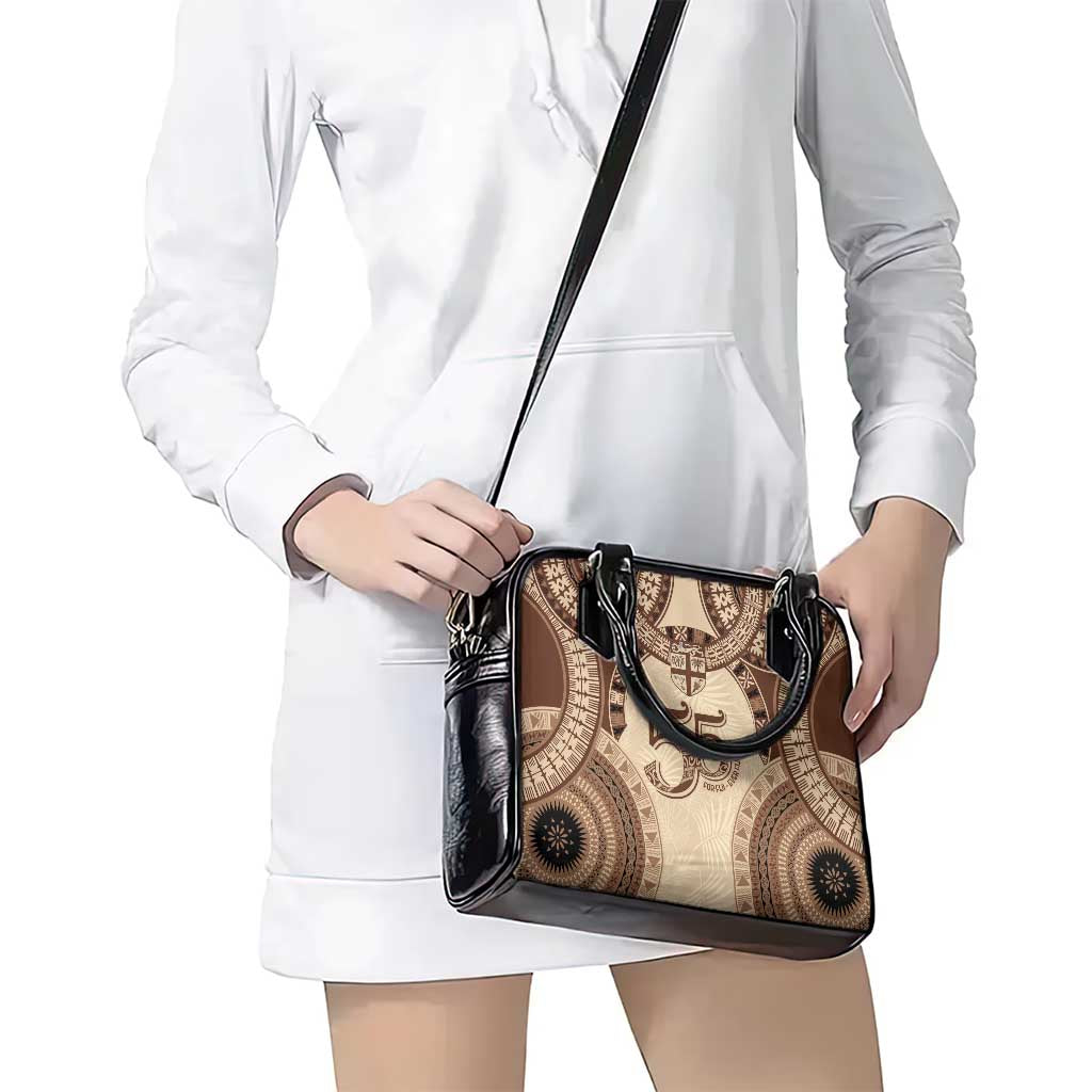 Bula Fiji Day 55th Anniversary Masi Tapa Shoulder Handbag Emerald Jubilee - Beige - Polynesian Pride