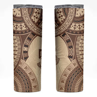 Bula Fiji Day 55th Anniversary Masi Tapa Skinny Tumbler Emerald Jubilee - Beige LT7 Beige - Polynesian Pride