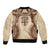 Bula Fiji Day 55th Anniversary Masi Tapa Sleeve Zip Bomber Jacket Emerald Jubilee - Beige - Polynesian Pride