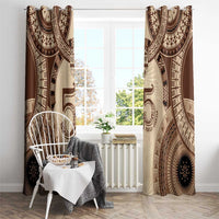 Bula Fiji Day 55th Anniversary Masi Tapa Window Curtain Emerald Jubilee - Beige - Polynesian Pride
