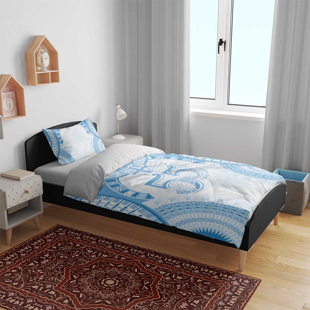 Bula Fiji Day 55th Anniversary Masi Tapa Bedding Set Emerald Jubilee - Turquoise - Polynesian Pride