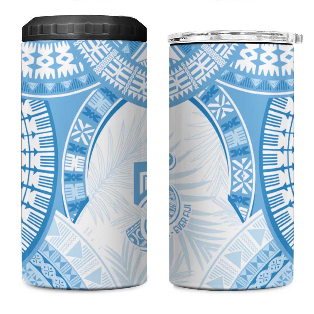 Bula Fiji Day 55th Anniversary Masi Tapa 4 in 1 Can Cooler Tumbler Emerald Jubilee - Turquoise LT7 One Size: 16 oz Turquoise - Polynesian Pride