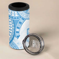 Bula Fiji Day 55th Anniversary Masi Tapa 4 in 1 Can Cooler Tumbler Emerald Jubilee - Turquoise LT7 - Polynesian Pride