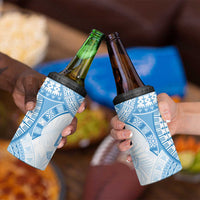 Bula Fiji Day 55th Anniversary Masi Tapa 4 in 1 Can Cooler Tumbler Emerald Jubilee - Turquoise LT7 - Polynesian Pride