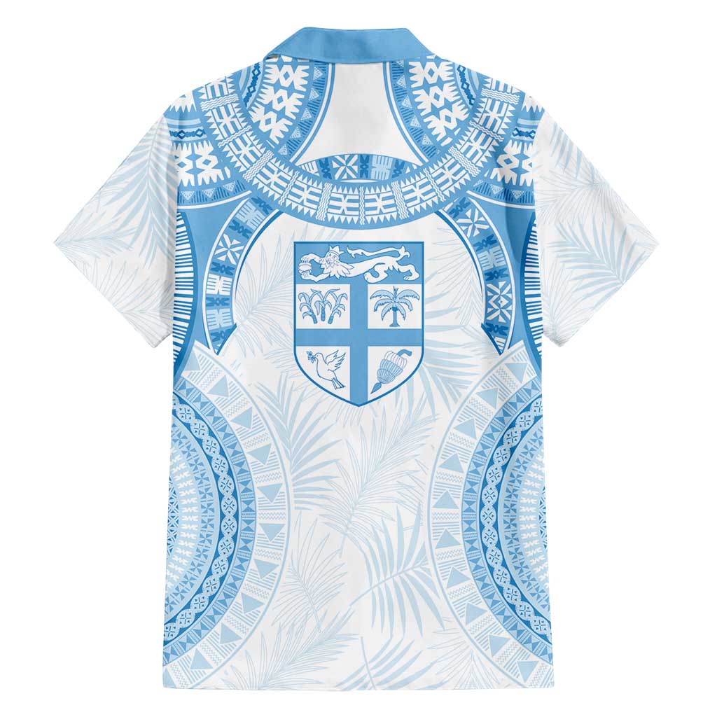 Bula Fiji Day 55th Anniversary Masi Tapa Family Matching Off Shoulder Short Dress and Hawaiian Shirt Emerald Jubilee - Turquoise LT7 - Polynesian Pride