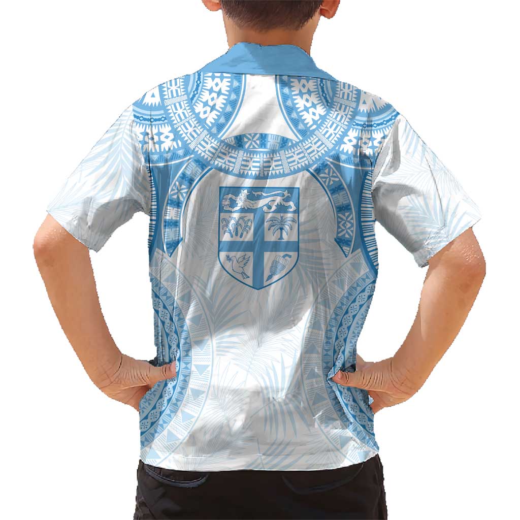 Bula Fiji Day 55th Anniversary Masi Tapa Family Matching Short Sleeve Bodycon Dress and Hawaiian Shirt Emerald Jubilee - Turquoise LT7 - Polynesian Pride