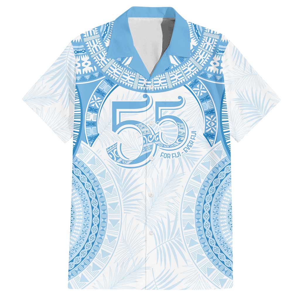 Bula Fiji Day 55th Anniversary Masi Tapa Family Matching Summer Maxi Dress and Hawaiian Shirt Emerald Jubilee - Turquoise LT7 Dad's Shirt - Short Sleeve Turquoise - Polynesian Pride