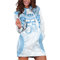 Bula Fiji Day 55th Anniversary Masi Tapa Hoodie Dress Emerald Jubilee - Turquoise LT7 Turquoise - Polynesian Pride