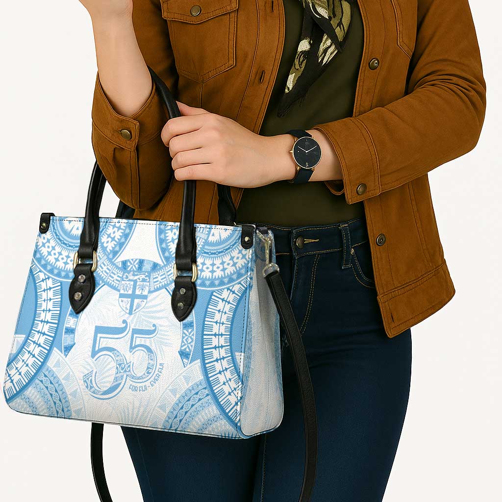 Bula Fiji Day 55th Anniversary Masi Tapa Leather Bag Emerald Jubilee - Turquoise - Polynesian Pride