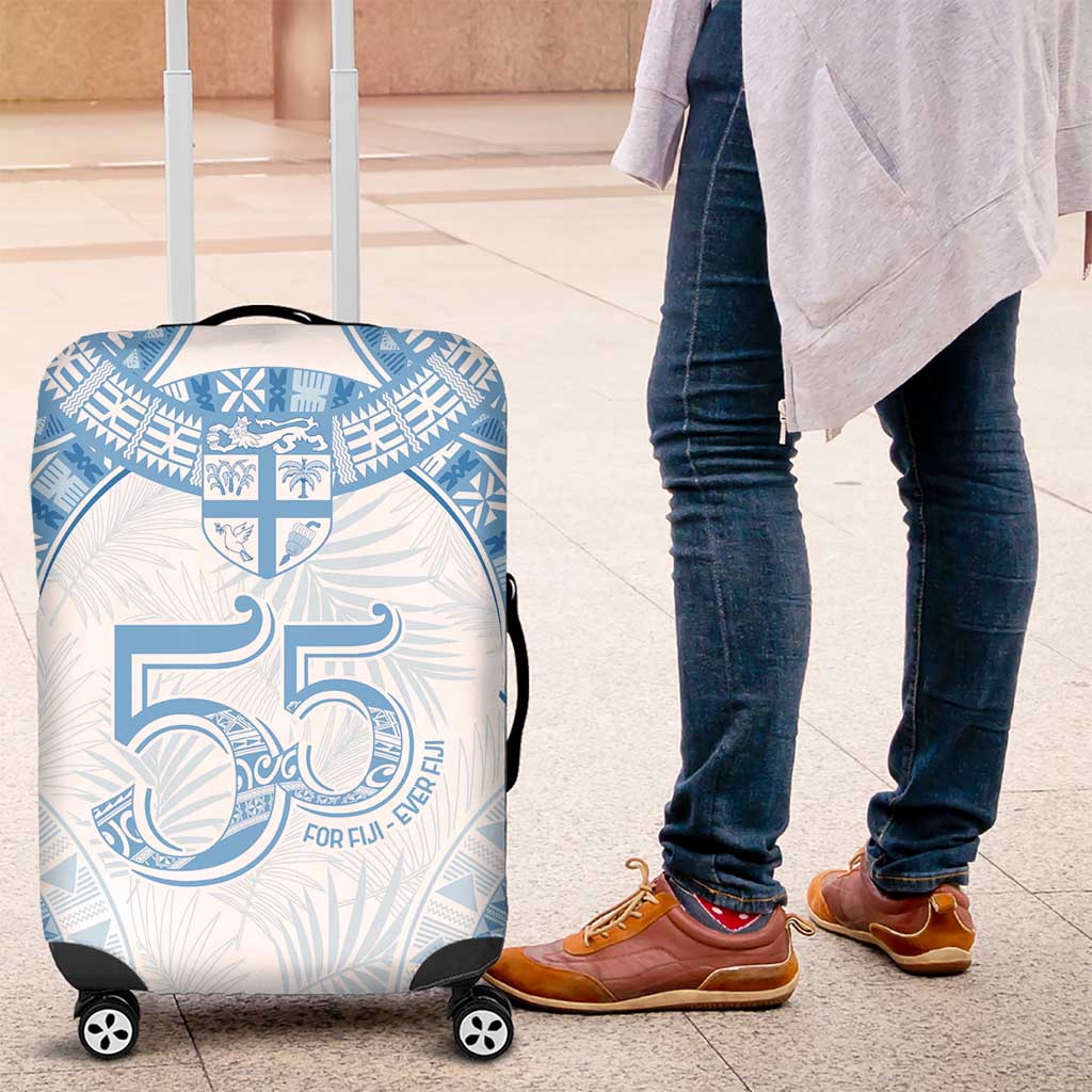 Bula Fiji Day 55th Anniversary Masi Tapa Luggage Cover Emerald Jubilee - Turquoise - Polynesian Pride