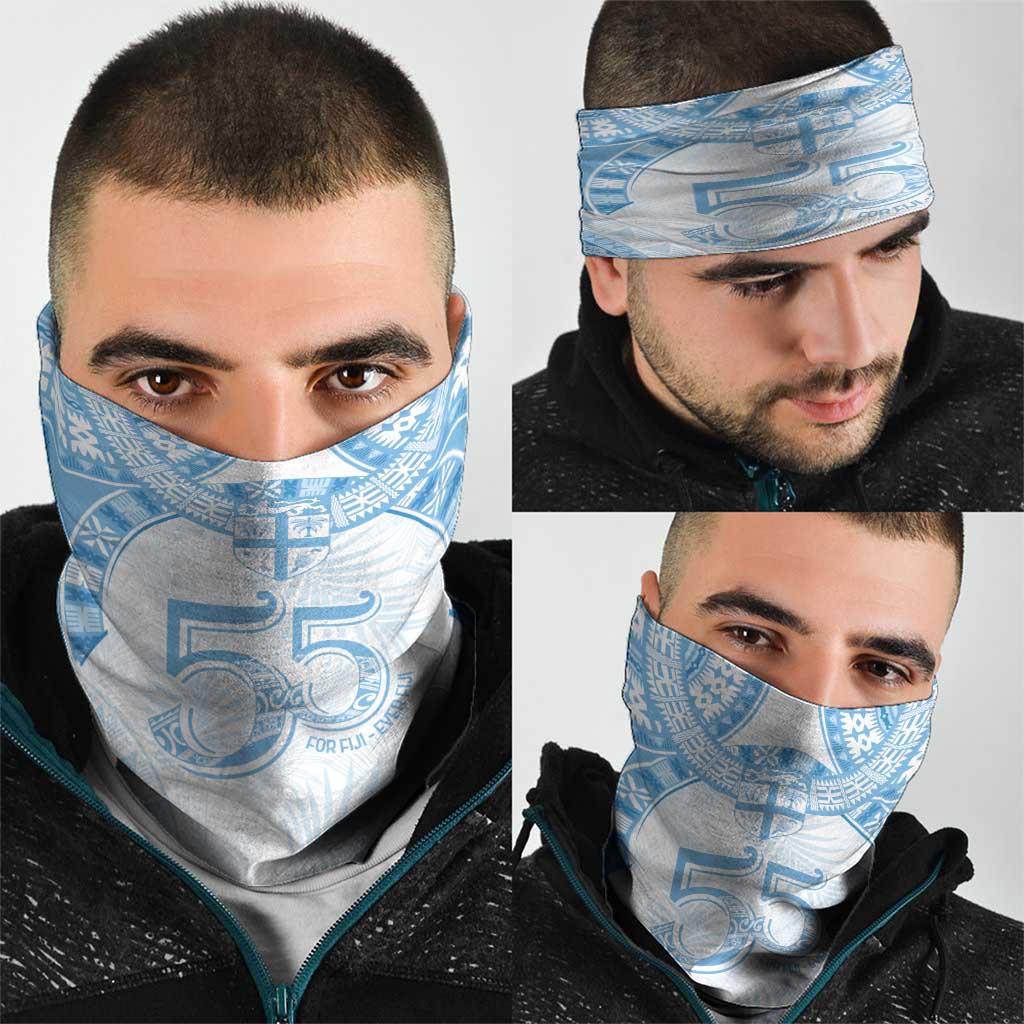 Bula Fiji Day 55th Anniversary Masi Tapa Neck Gaiter Emerald Jubilee - Turquoise LT7