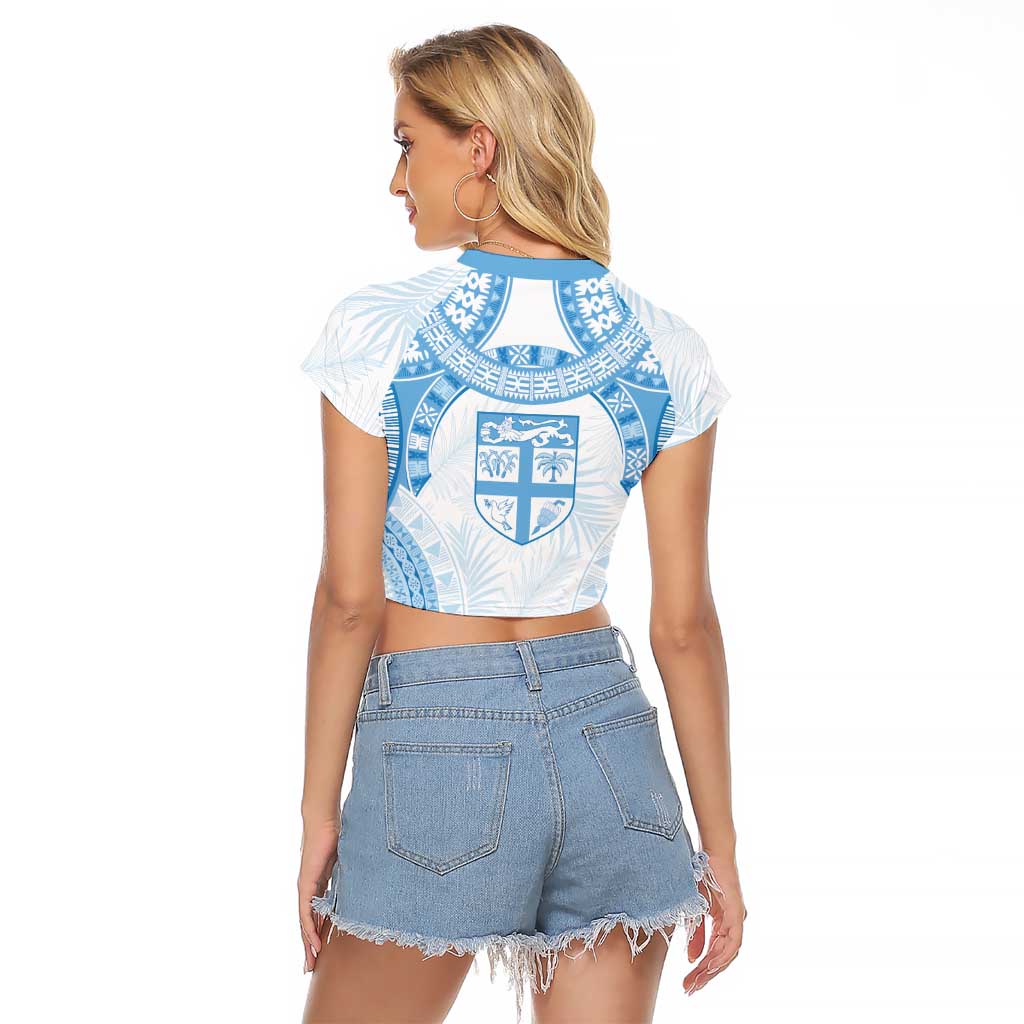Bula Fiji Day 55th Anniversary Masi Tapa Raglan Cropped T Shirt Emerald Jubilee - Turquoise - Polynesian Pride