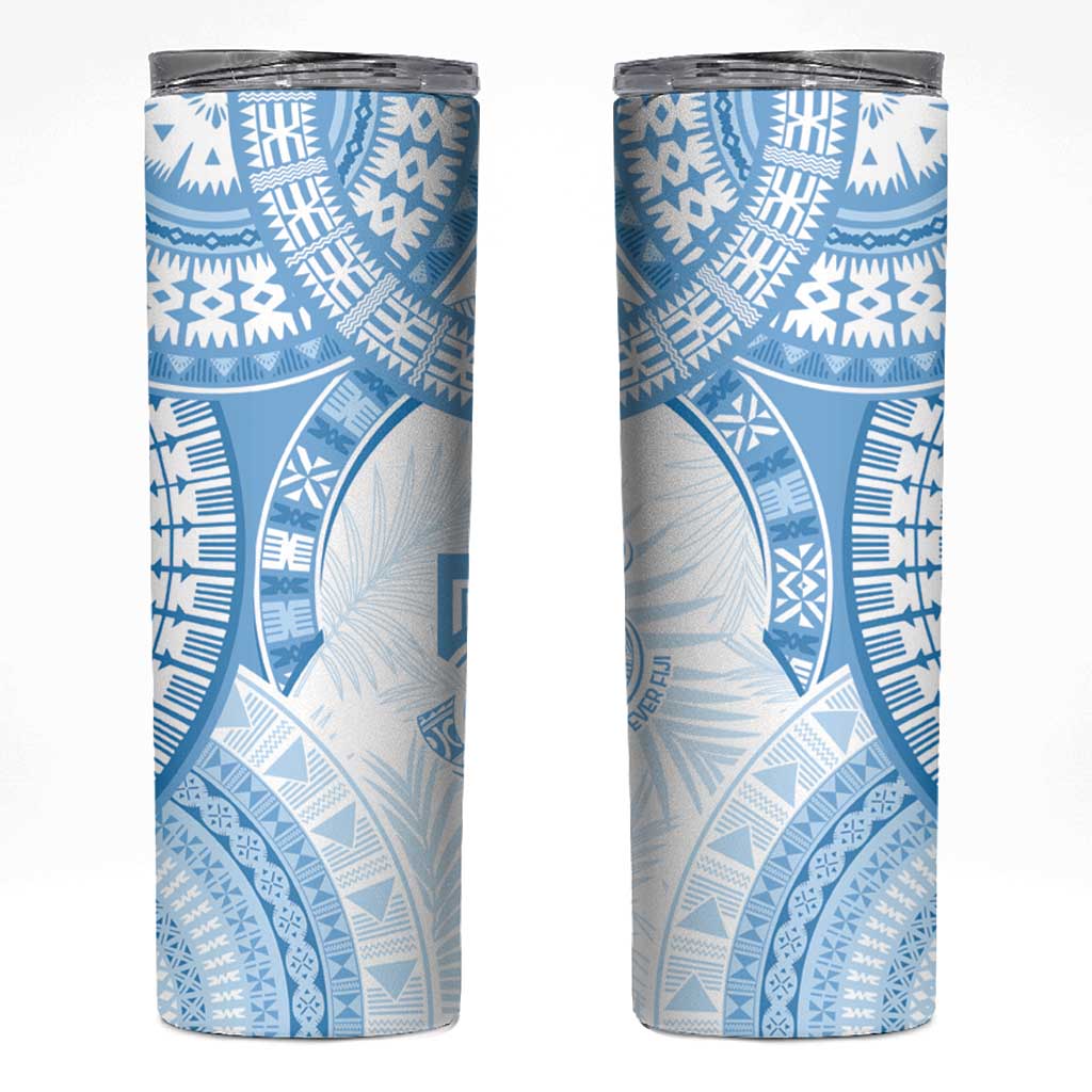 Bula Fiji Day 55th Anniversary Masi Tapa Skinny Tumbler Emerald Jubilee - Turquoise LT7 Turquoise - Polynesian Pride