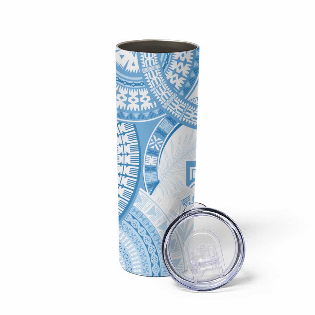 Bula Fiji Day 55th Anniversary Masi Tapa Skinny Tumbler Emerald Jubilee - Turquoise LT7 - Polynesian Pride