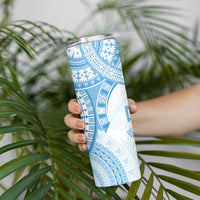 Bula Fiji Day 55th Anniversary Masi Tapa Skinny Tumbler Emerald Jubilee - Turquoise LT7 - Polynesian Pride