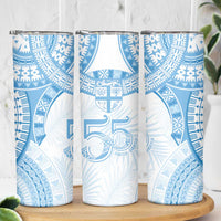 Bula Fiji Day 55th Anniversary Masi Tapa Skinny Tumbler Emerald Jubilee - Turquoise LT7 - Polynesian Pride