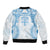 Bula Fiji Day 55th Anniversary Masi Tapa Sleeve Zip Bomber Jacket Emerald Jubilee - Turquoise - Polynesian Pride