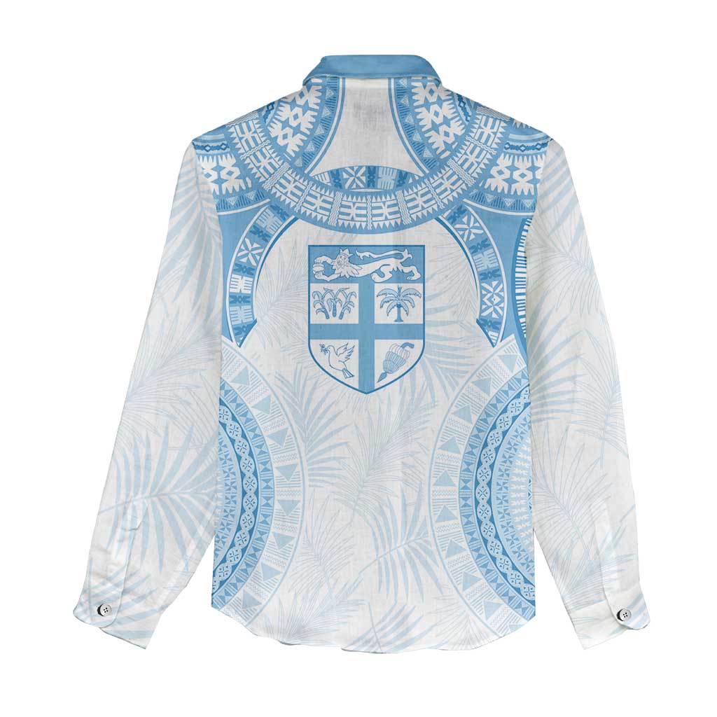 Bula Fiji Day 55th Anniversary Masi Tapa Women Casual Shirt Emerald Jubilee - Turquoise LT7 - Polynesian Pride