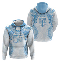 Bula Fiji Day 55th Anniversary Masi Tapa Zip Hoodie Emerald Jubilee - Turquoise - Polynesian Pride