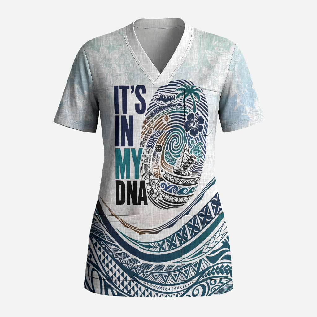 Pasifika It's In My DNA Scrub Top Islands Pride LT7 Adult White - Polynesian Pride