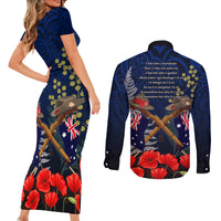 Anzac Day Aussie Mix Maori In Memories Couples Matching Short Sleeve Bodycon Dress and Long Sleeve Button Shirt LT7 - Polynesian Pride