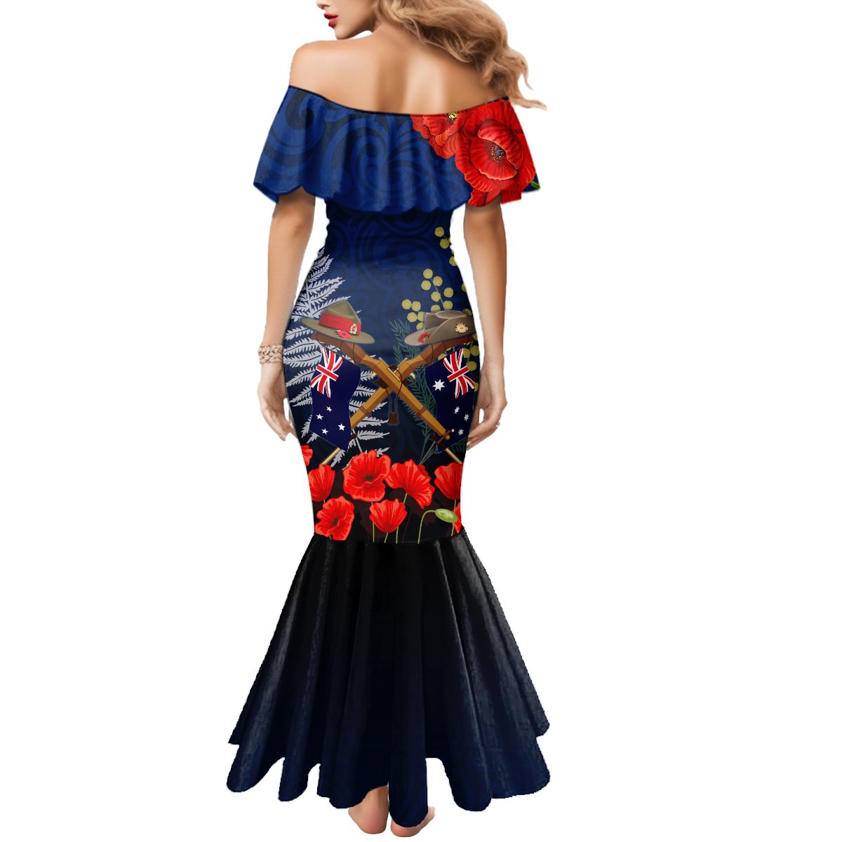 Anzac Day Aussie Mix Maori In Memories Mermaid Dress LT7 - Polynesian Pride