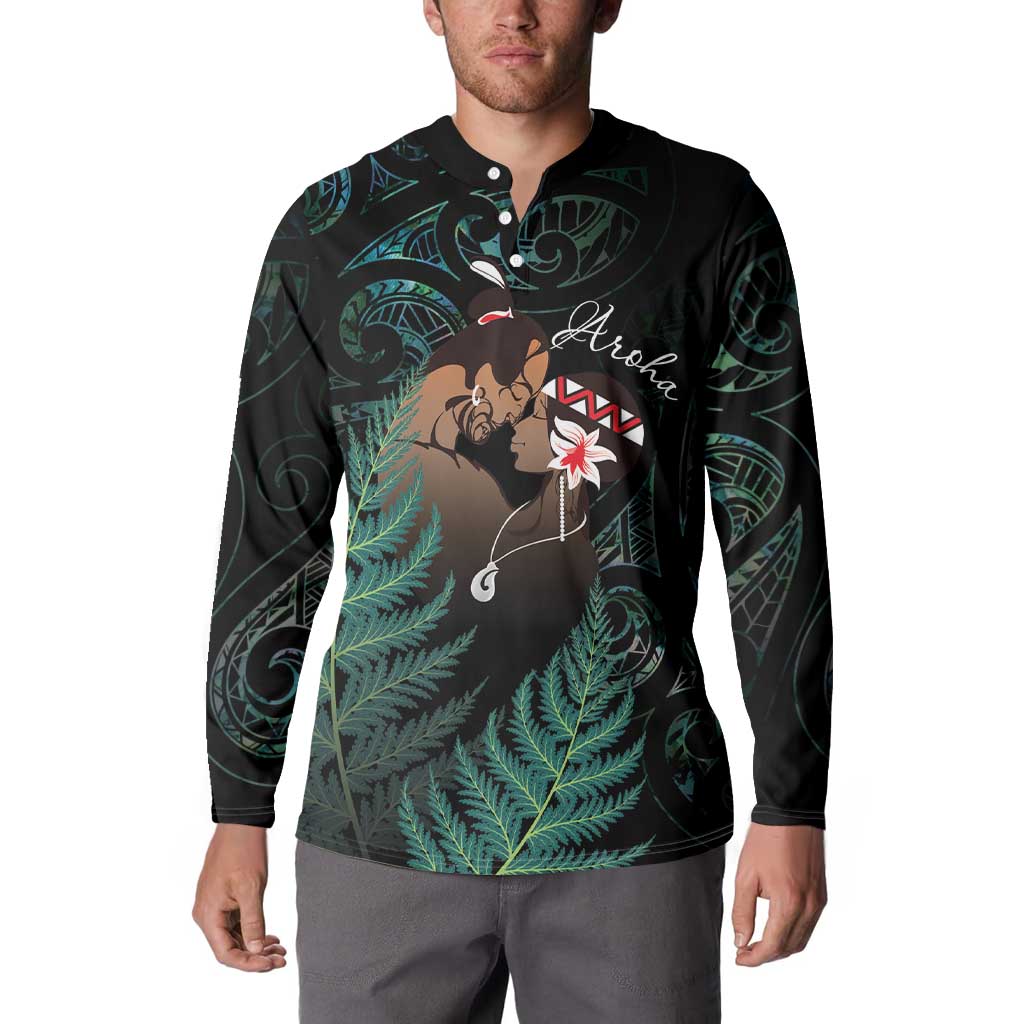 Maori Hongi Valentine Button Sweatshirt Aroha Ahau Ki A Koe