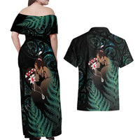 Maori Hongi Valentine Couples Matching Off Shoulder Maxi Dress and Hawaiian Shirt Aroha Ahau Ki A Koe LT7 - Polynesian Pride
