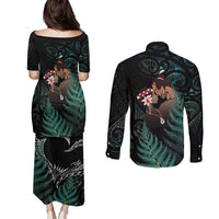 Maori Hongi Valentine Couples Matching Puletasi and Long Sleeve Button Shirt Aroha Ahau Ki A Koe LT7 - Polynesian Pride