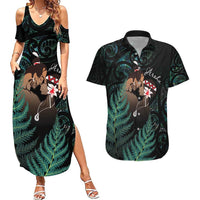 Maori Hongi Valentine Couples Matching Summer Maxi Dress and Hawaiian Shirt Aroha Ahau Ki A Koe LT7 Emerald - Polynesian Pride