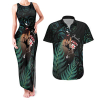 Maori Hongi Valentine Couples Matching Tank Maxi Dress and Hawaiian Shirt Aroha Ahau Ki A Koe LT7 Emerald - Polynesian Pride