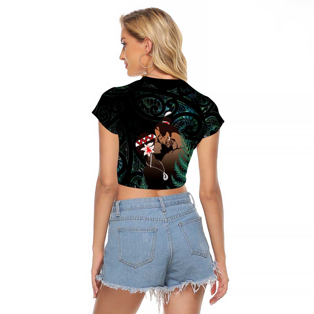 Maori Hongi Valentine Raglan Cropped T Shirt Aroha Ahau Ki A Koe